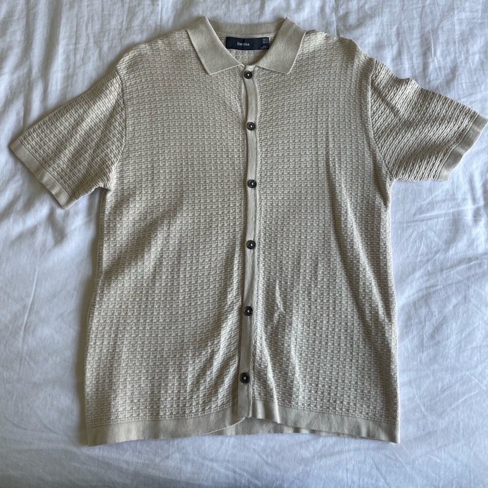 Bershka Cream Polo Shirt